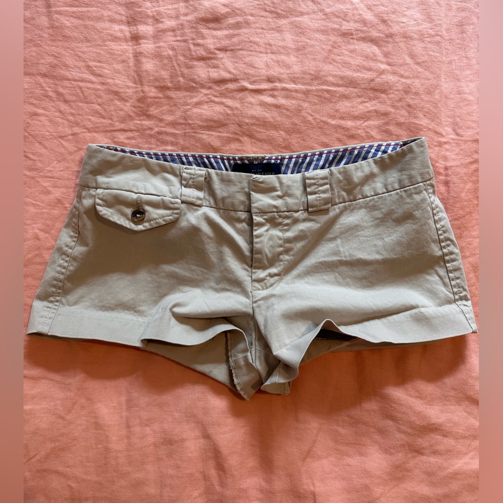 Lowrise khaki micro shorts